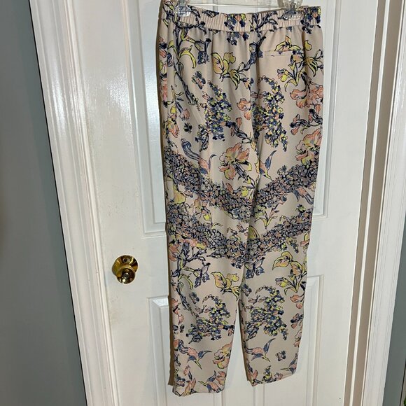 BCBG MAXAZRIA RYEN Medium M Cream Yellow Peach Floral Spring Pants POSH58 - Picture 9 of 16